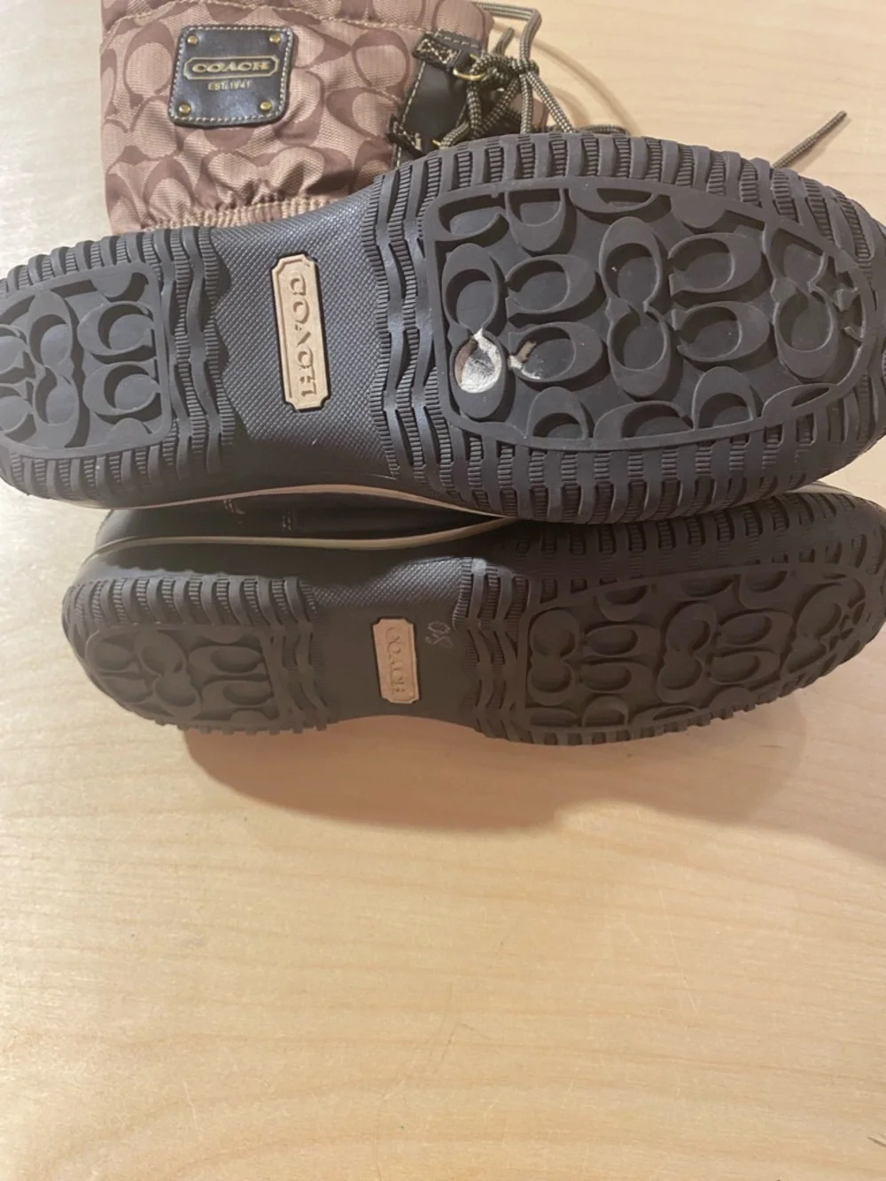 Coach Brown Signature Logo Lace-Up Winter Boots 8B (RD)